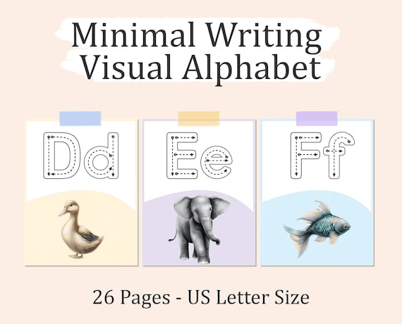 Animal Alphabet Tracing Posters: Minimal Classroom Decor (digital ...