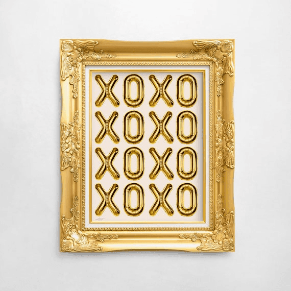 Gold XOXO Balloon Lettering Wall Art – Fun Valentine's Day Print ...