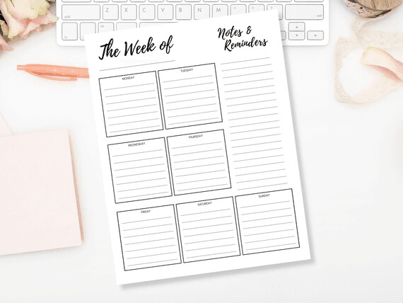 Weekly Planner Printable to Do List - Print at Home Diary Calendar ...
