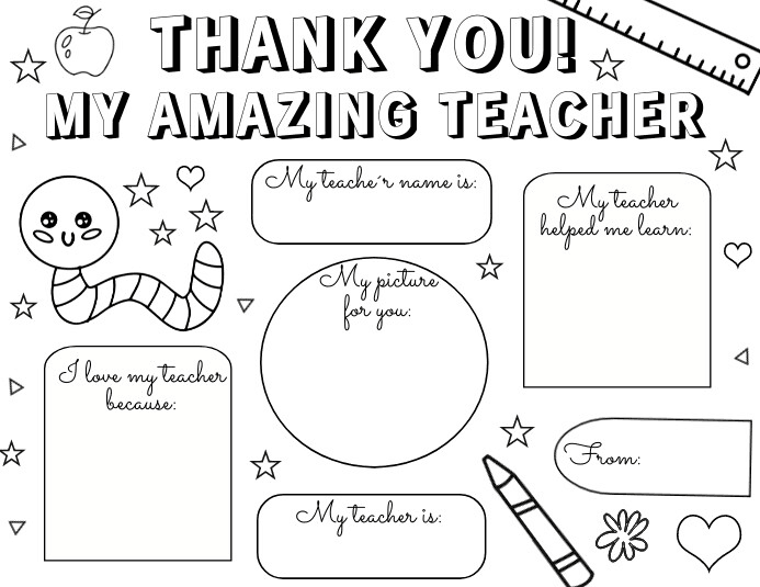 coloring Teacher Appreciation Gift Printable Template | PosterMyWall