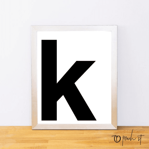 Lowercase Letter K, Typography Print, Printable Monogram ...