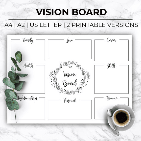 Minimalist Printable Vision Board Template,printable Dream Board ...