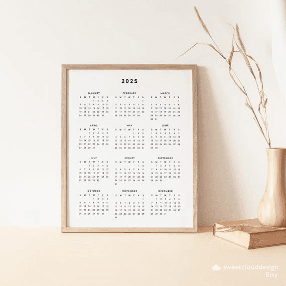 Minimal Calendar 2025 Printable Calendar Template 2025 Year ...