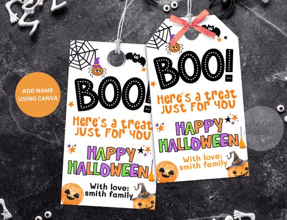 Halloween Candy Bag Tags, Boo Treats Bag Tags, Printable Halloween ...
