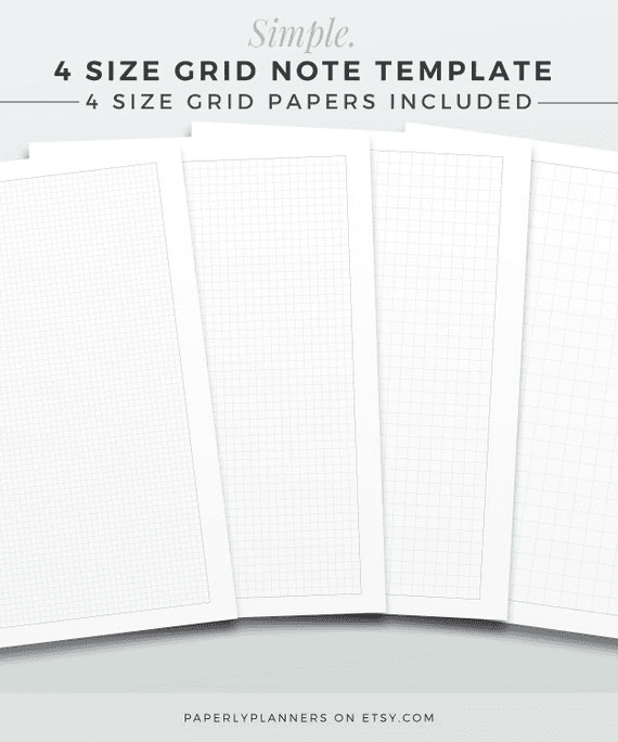 SIMPLE 4-size Grid Note Template | A4 & LETTER | Printable Note ...