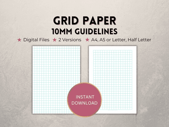 Printable Grid Paper, Light Blue 10mm Guidelines, Instant Download ...