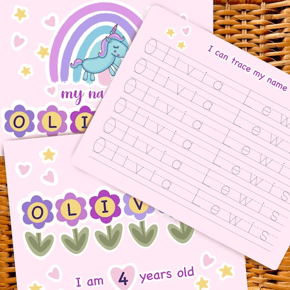 Personalized Name Tracing Worksheet: Kids Handwriting Practice - Etsy