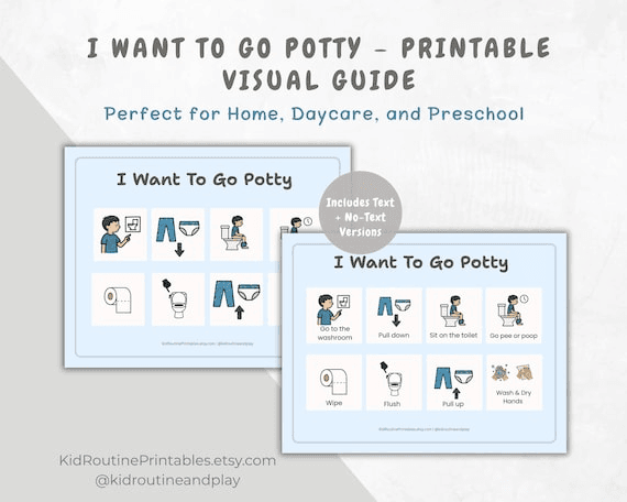 Boy Potty Training Chart: Visual Schedule, Autism-friendly (PDF ...