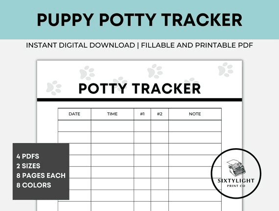 Puppy Potty Tracker, Puppy Printable, Puppy Printables, Pet Potty ...