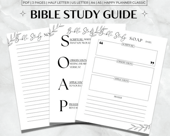 Bible Study Guide Printable, SOAP Bible Study Template, Minimalist ...
