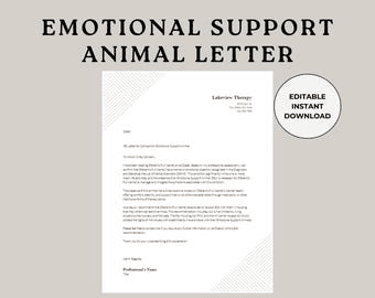 Emotional Support Animal Letter, ESA Letter, ESA Letter Template ...