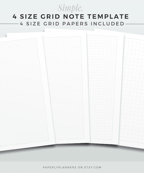 SIMPLE 4-size Grid Note Template | A4 & LETTER | Printable Note ...