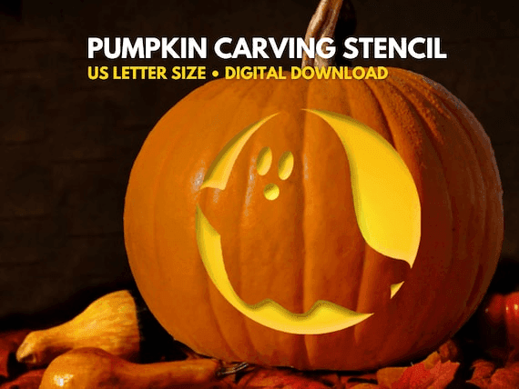 Cute Ghost Pumpkin Carving Stencil PRINTABLE | Halloween Pumpkin ...