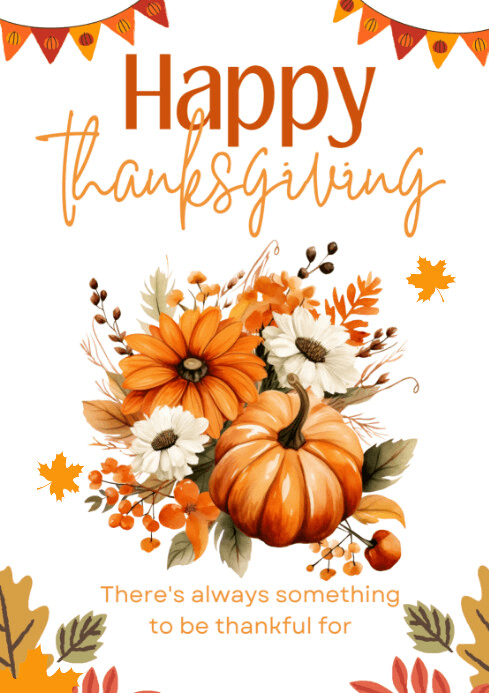 White Modern & Minimal Happy Thanksgiving Day A4 Template ...