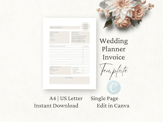 Wedding Planner Invoice Canva Template, Event Planner Order Form ...