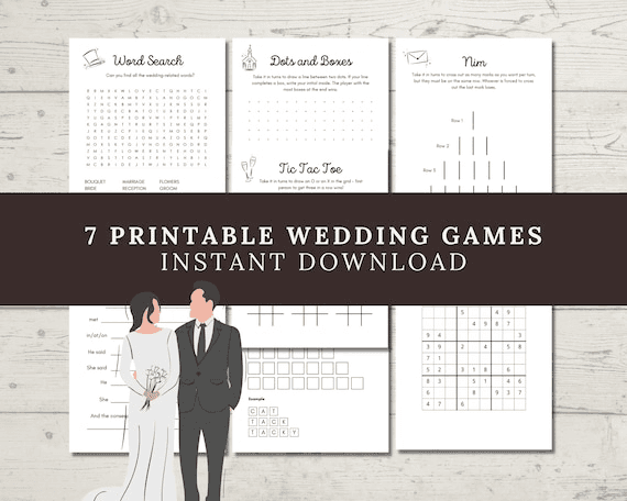 Printable Wedding Games Bundle: Pen & Paper Reception Activities ...