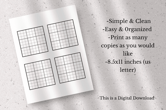 Buy Printable Blank Sudoku Grid Template - DIY Puzzle, Activity ...
