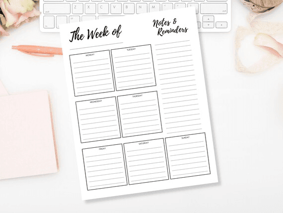 Weekly Planner Printable to Do List - Print at Home Diary Calendar ...