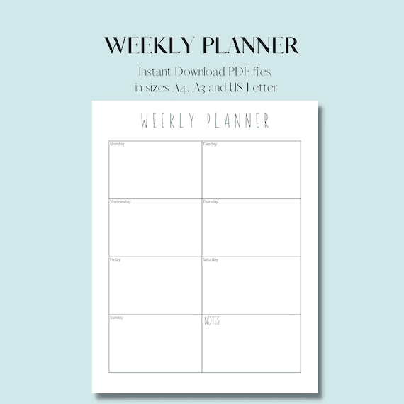 Weekly Planner L Minimalist Planner L Clean, Neat and Simple Style ...