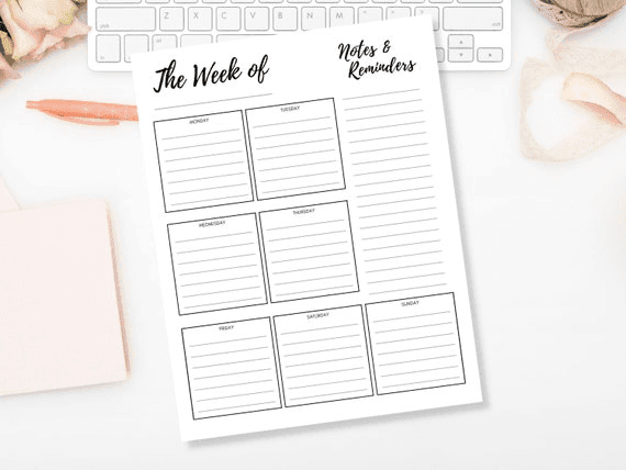 Weekly Planner Printable to Do List - Print at Home Diary Calendar ...