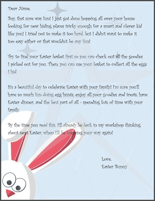Letter from Easter Bunny - Personalized - Printable - Peek-a-Boo ...