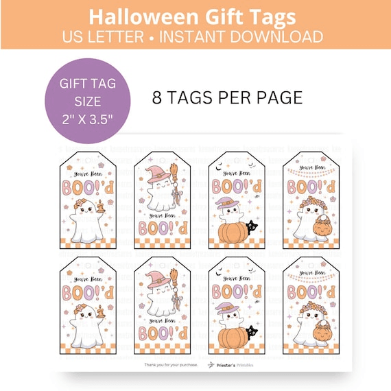 Printable You've Been Boo'd Tag Printable Halloween Favor Tags Boo ...